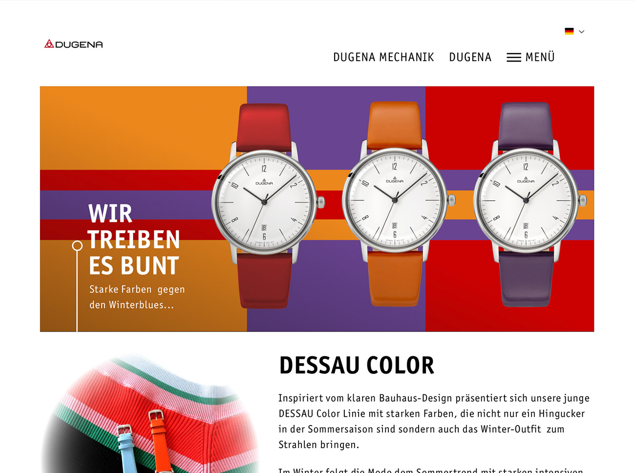 Screenshot Dugena Shopware Projekt Unterseite iPad
