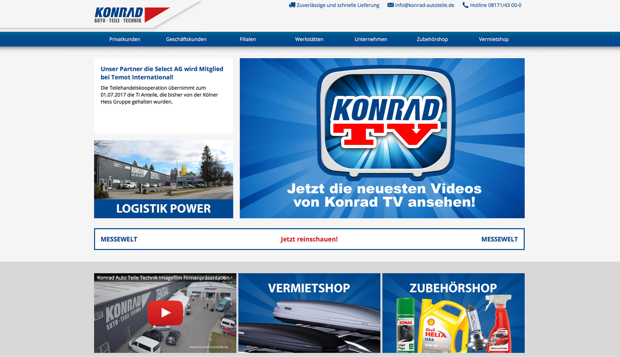 Screenshot Konrad Autoteile Startseite