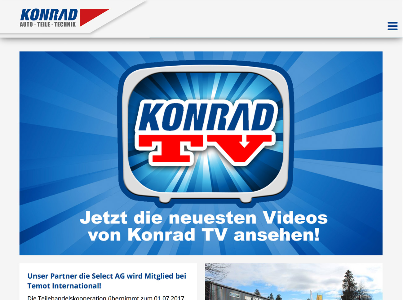 Screenshot Konrad Autoteile Startseite Tablet